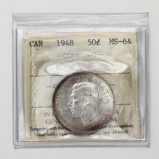 1948 Canada 50-cents ICCS Certified MS64 (AD 605)