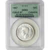 1947 Curved 7 Canada 50-cents PCGS Certified MS63