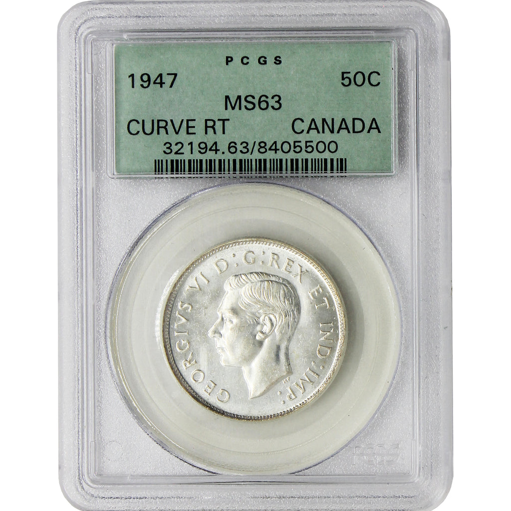 1947 Curved 7 Canada 50-cents PCGS Certified MS63