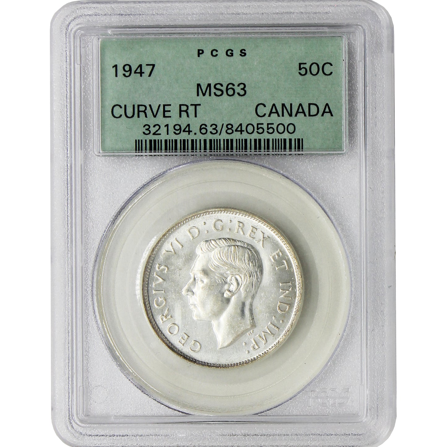 1947 Curved 7 Canada 50-cents PCGS Certified MS63