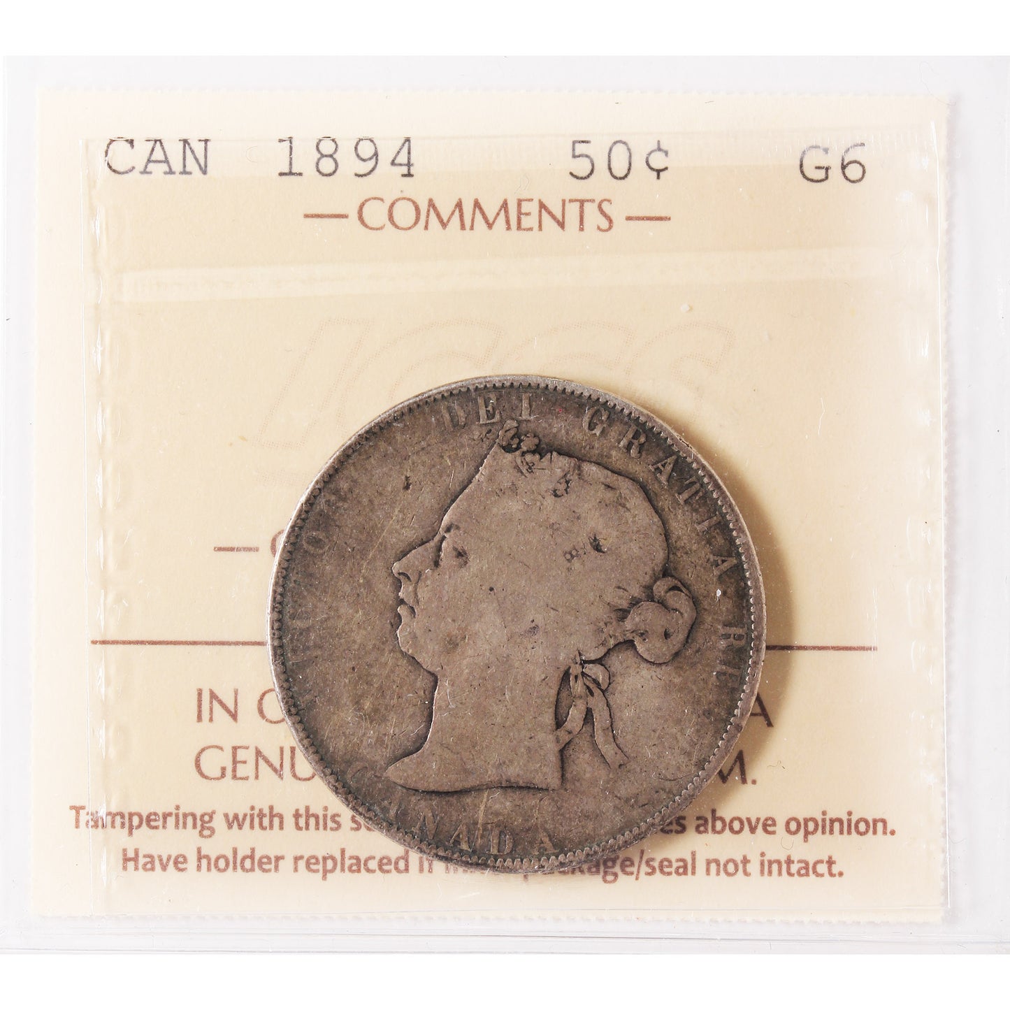 1894 Canada 50-cents ICCS Certified G6