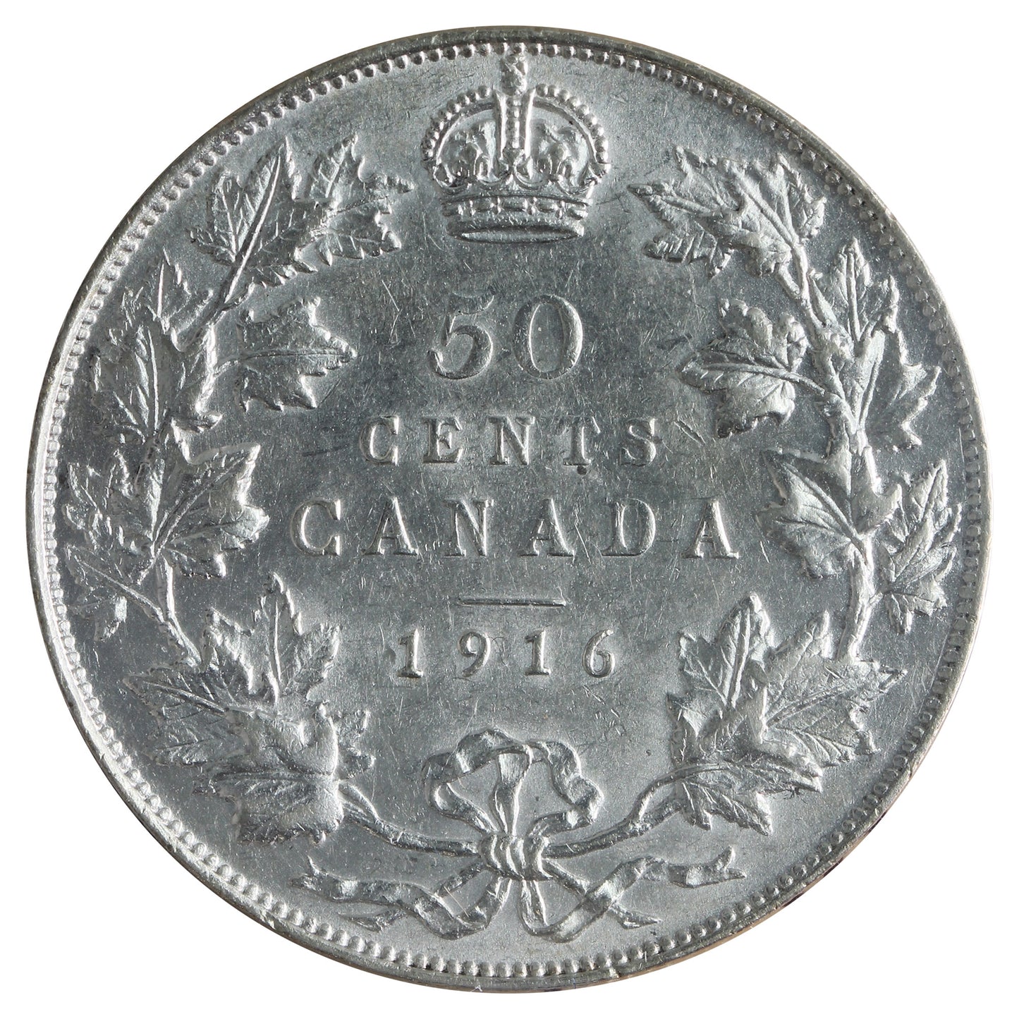 1916 Canada 50-cents ICCS Certified AU50