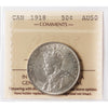 1918 Canada 50-cents ICCS Certified AU50