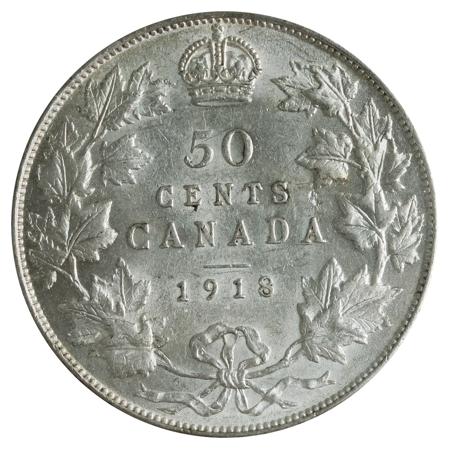 1918 Canada 50-cents ICCS Certified AU50