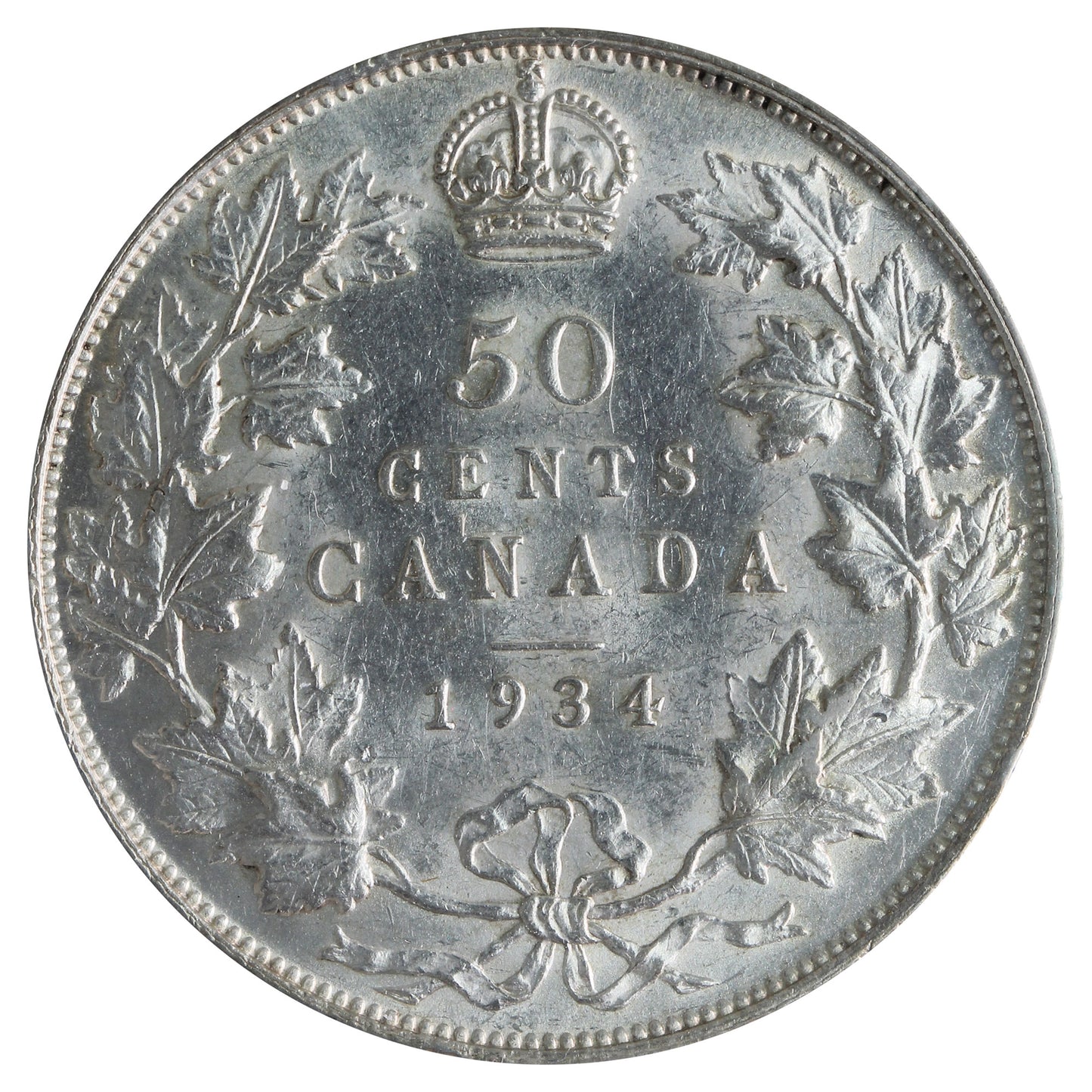 1934 Canada 50-cents ICCS Certified AU50