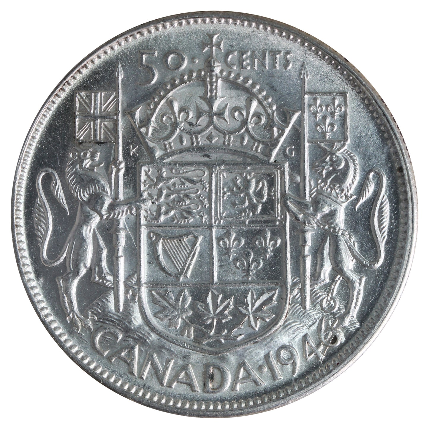 1946 Design Canada 50-cents ICCS Certified AU-55
