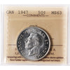 1947 Curved Right 7 Canada 50-cents ICCS Certified MS63 (XVR 118)