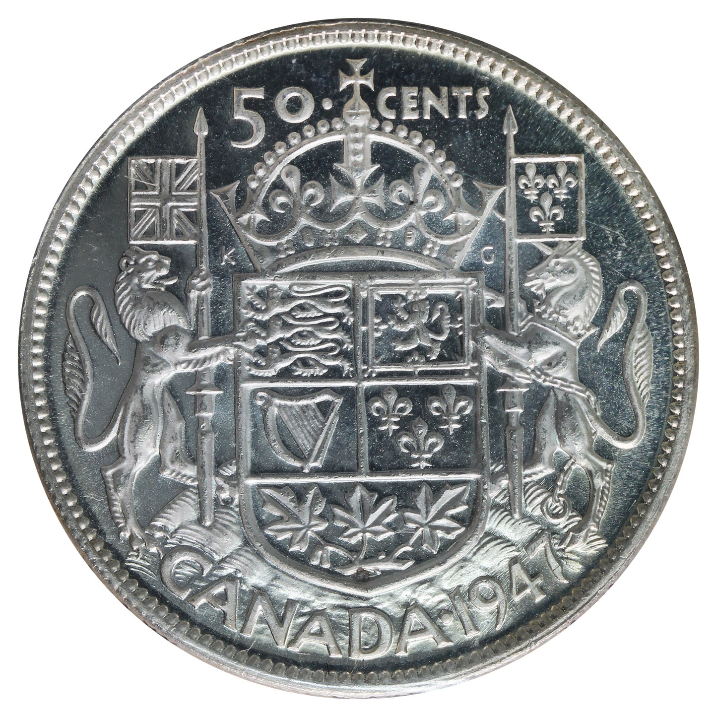 1947 Curved Right 7 Canada 50-cents ICCS Certified MS63 (XVR 118)