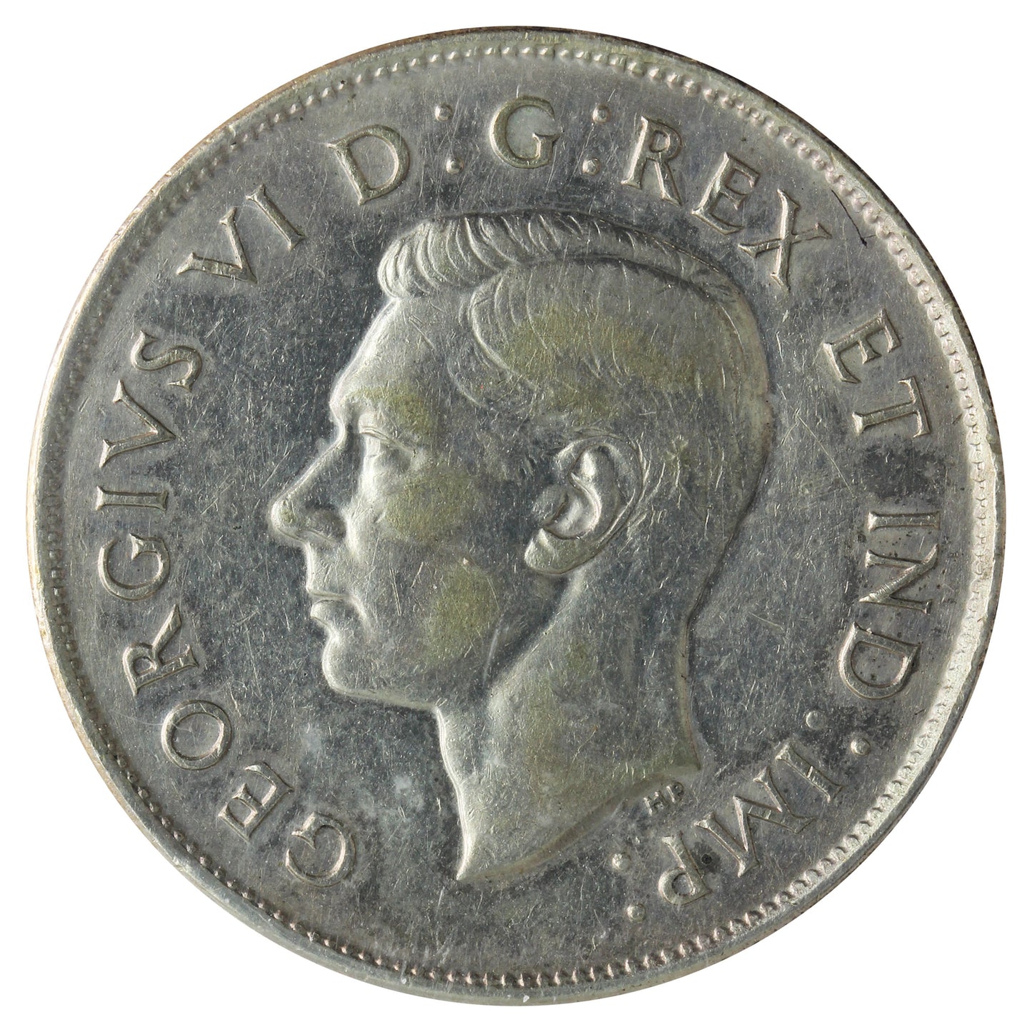 1947 Maple Leaf, Curved Right 7 Canada 50-cents ICCS Certified VF20