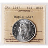 1947 Maple Leaf Canada 50-cents ICCS Certified MS63 (XSI 274)