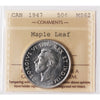1947 Maple Leaf Canada 50-cents ICCS Certified MS62 (XXR 562)