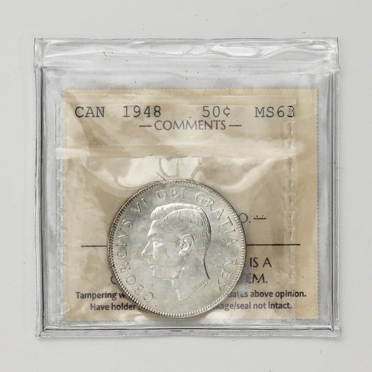 1948 Canada 50-cents ICCS Certified MS63 (XBP 653)