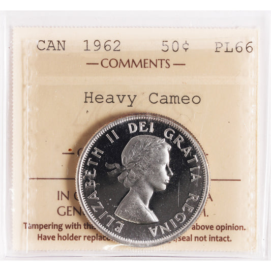 1962 Canada 50-cents ICCS Certified PL66 Heavy Cameo