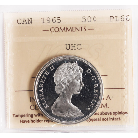 1965 Canada 50-cents ICCS Certified PL-66 Ultra Heavy Cameo