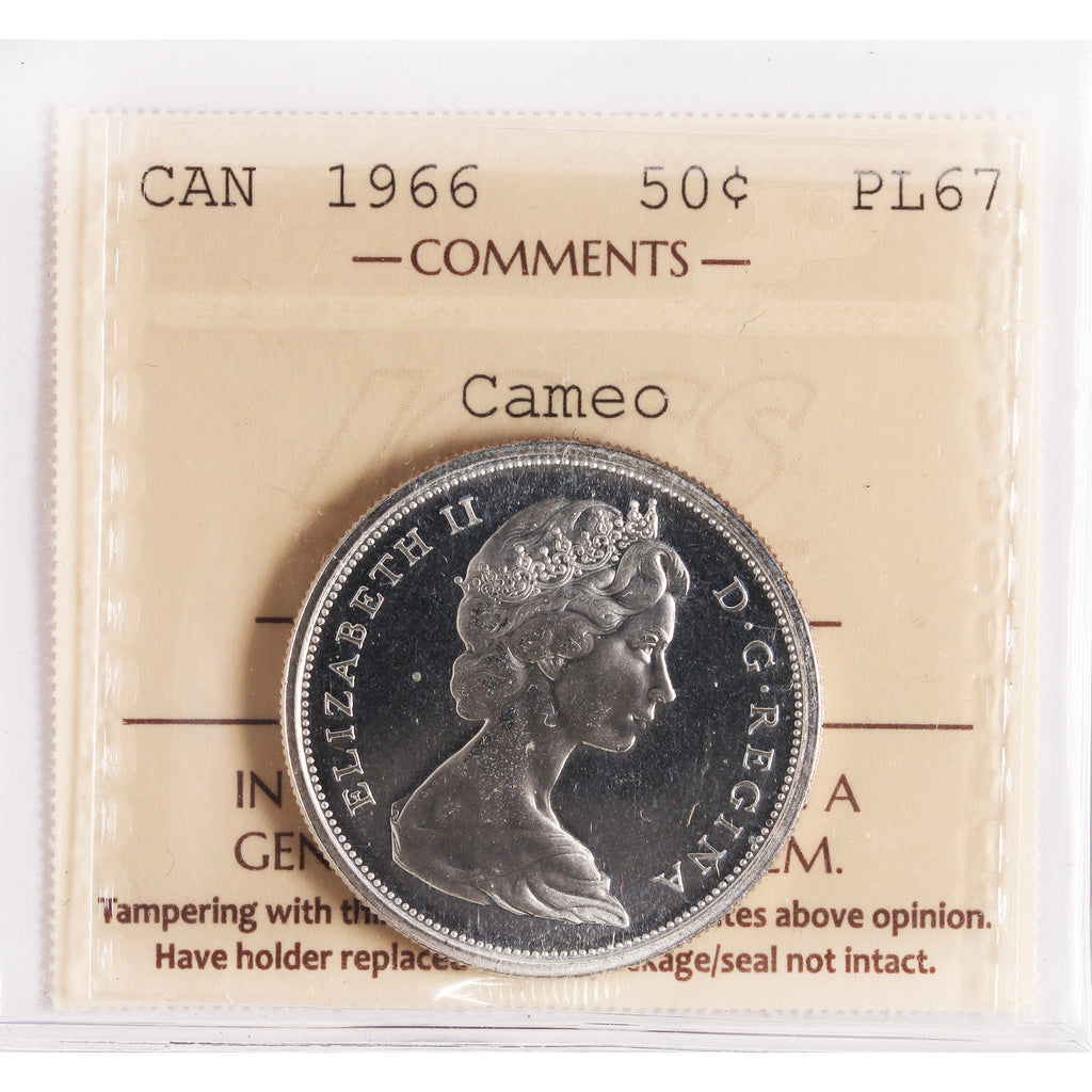 1966 Canada 50-cents ICCS Certified PL67 Cameo