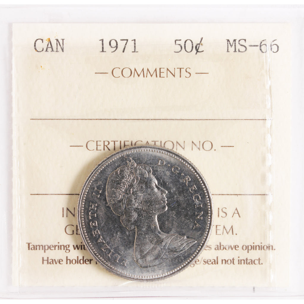 1971 Canada 50-cents ICCS Certified MS66