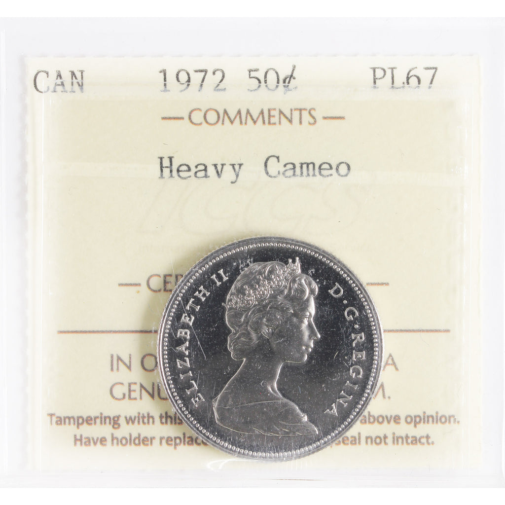 1972 Canada 50-cents ICCS Certified PL67 Heavy Cameo