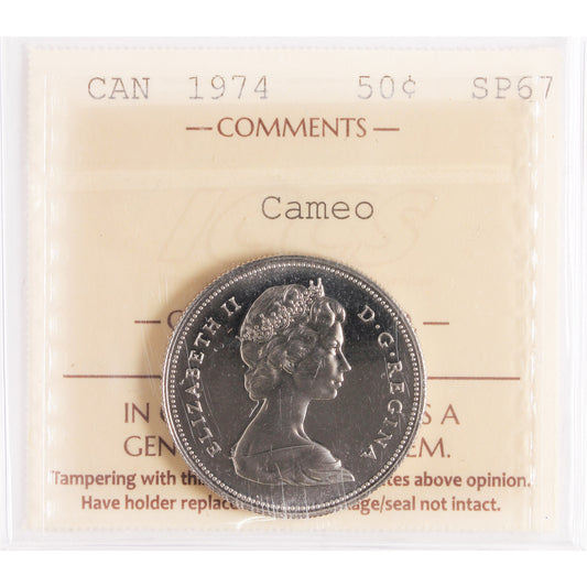 1974 Canada 50-cents ICCS Certified SP67 Cameo