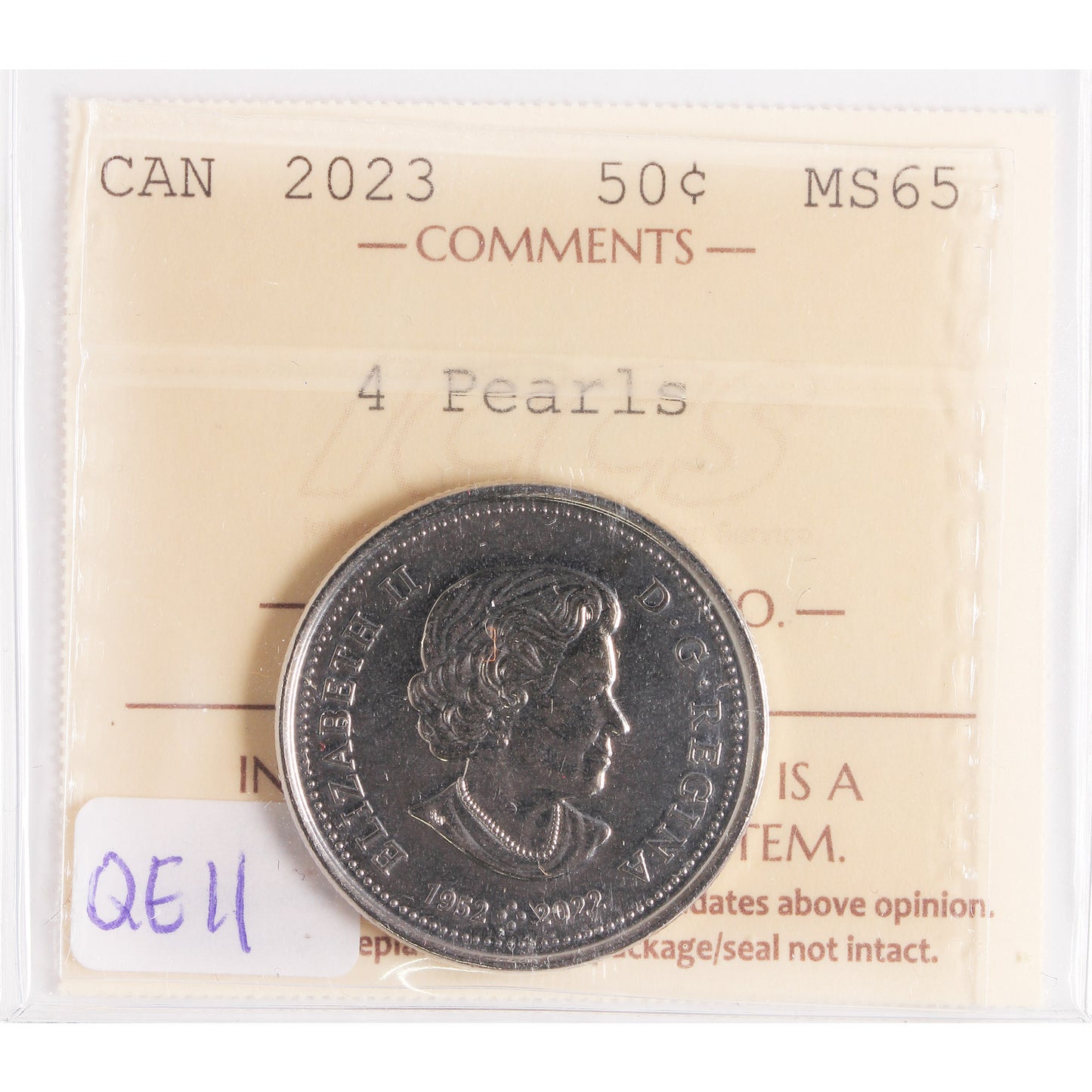 2023 QEII 4 Pearls Canada 50-cents ICCS Certified MS-65