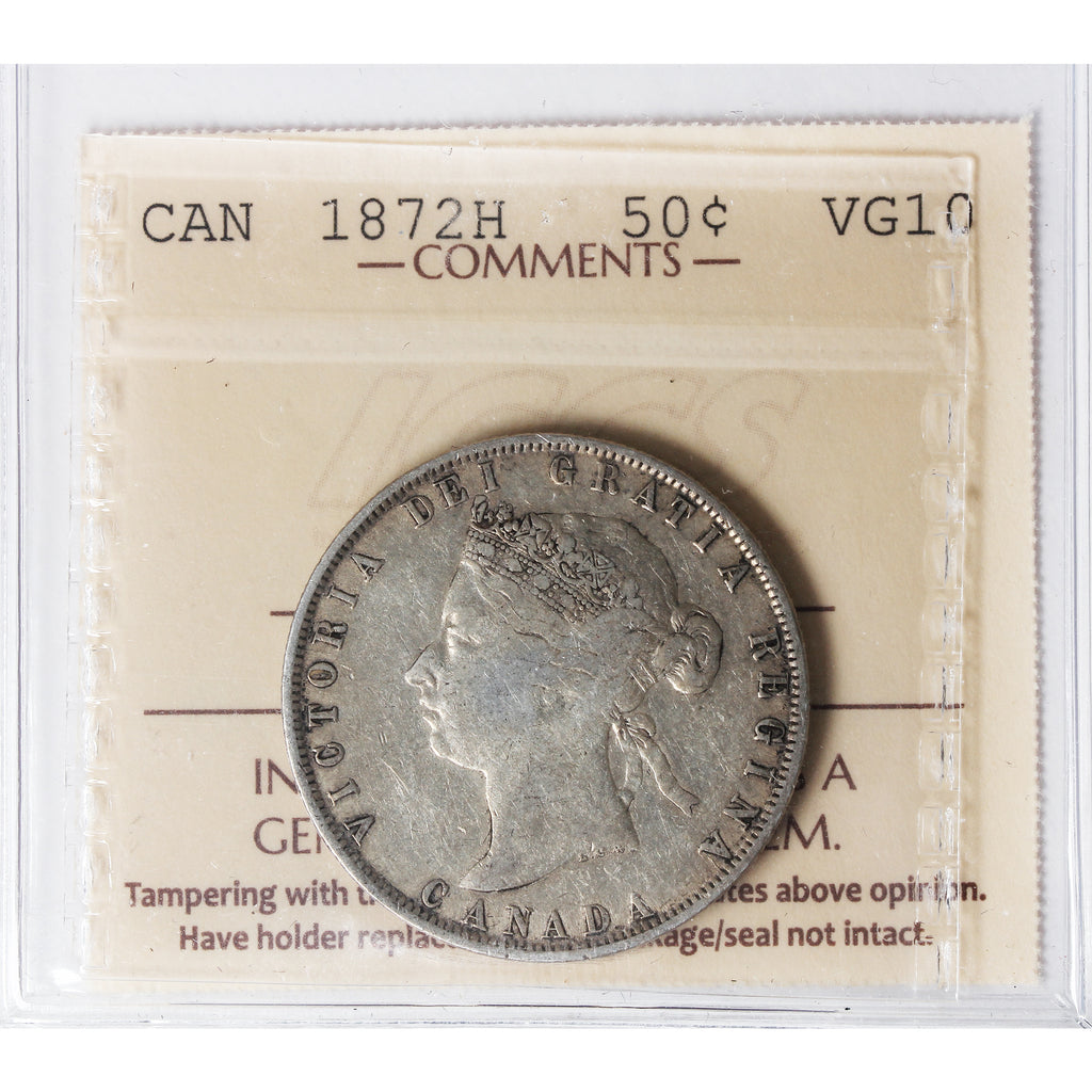 1872H Canada 50-cents ICCS Certified VG10
