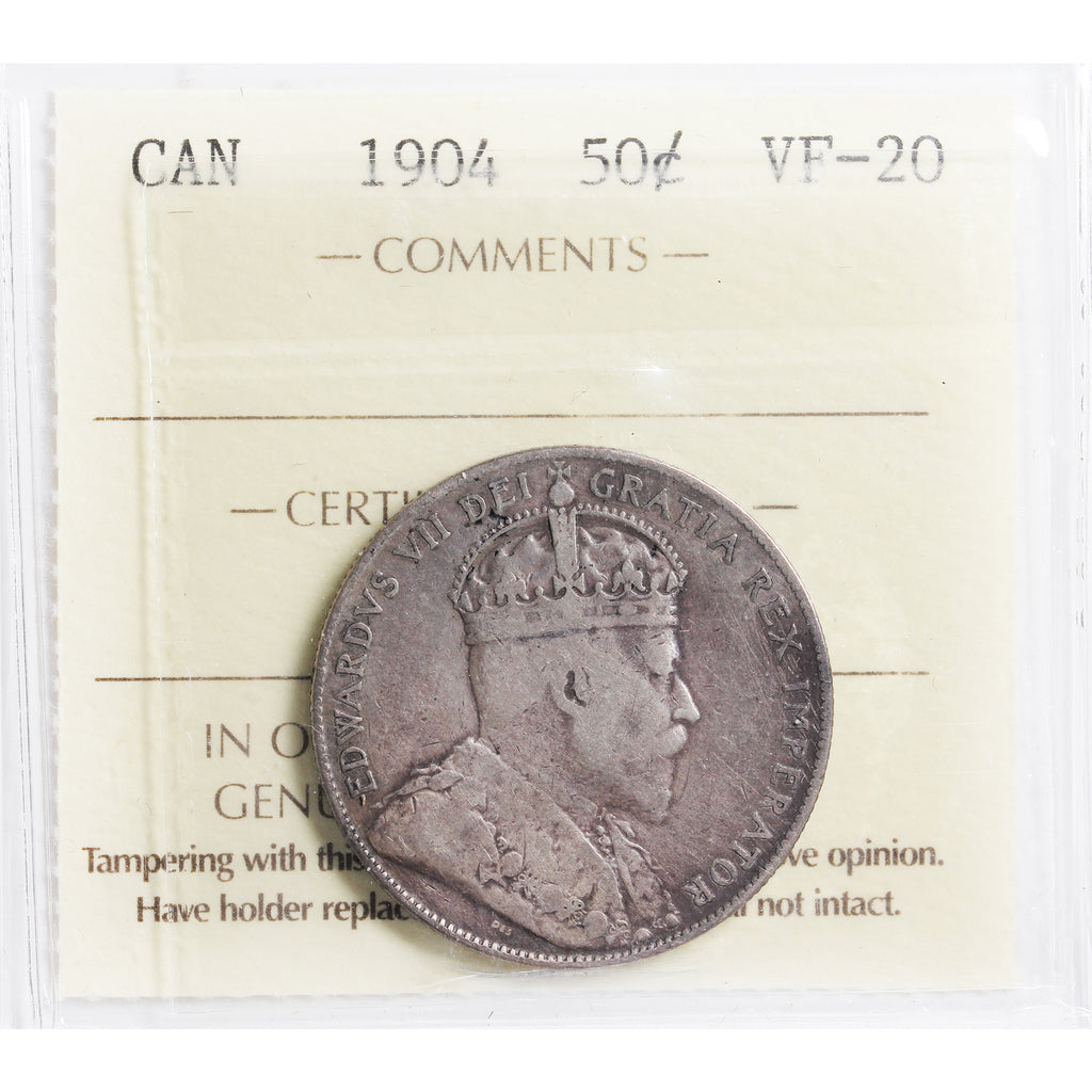 1904 Canada 50-cents ICCS Certified VF20