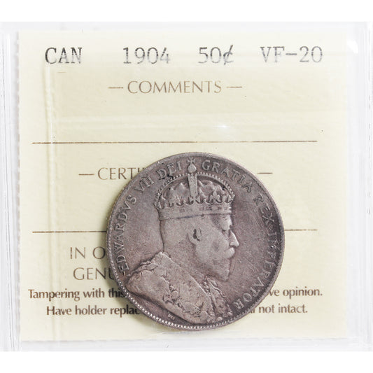 1904 Canada 50-cents ICCS Certified VF20