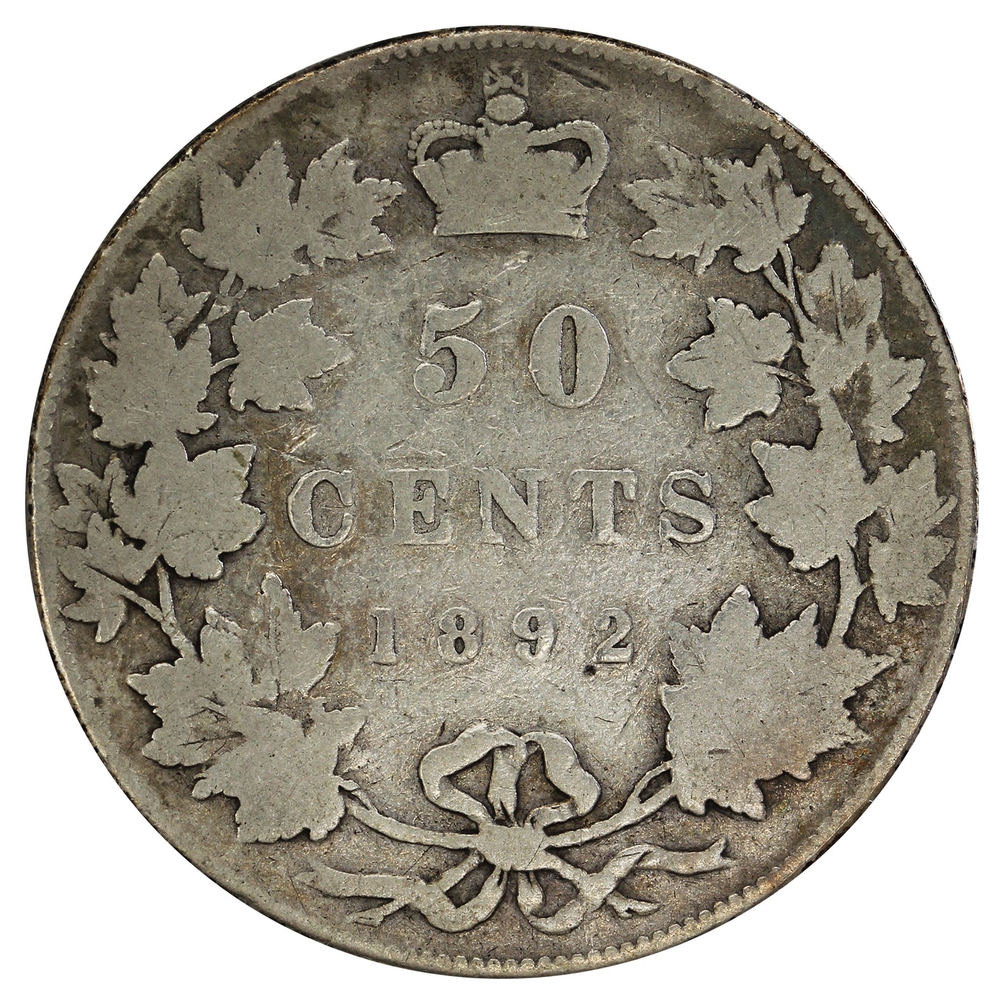 1892 Obv. 3 Canada 50-cents Very Good (VG-8)