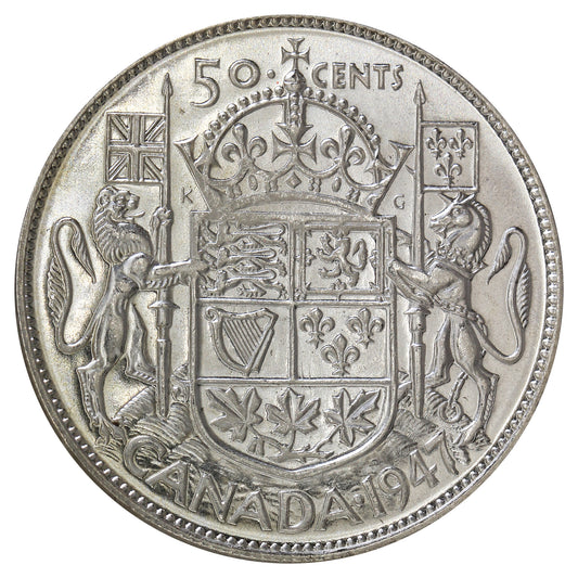 1947 Curved 7 50-cents Uncirculated (MS60)