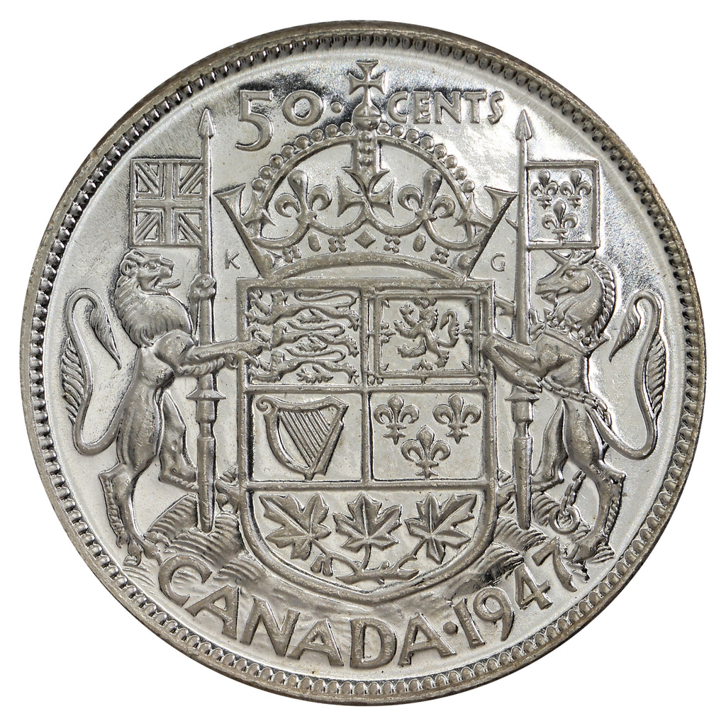 1947 Curved 7 Canada 50-cents Choice Brilliant Uncirculated (MS64) $