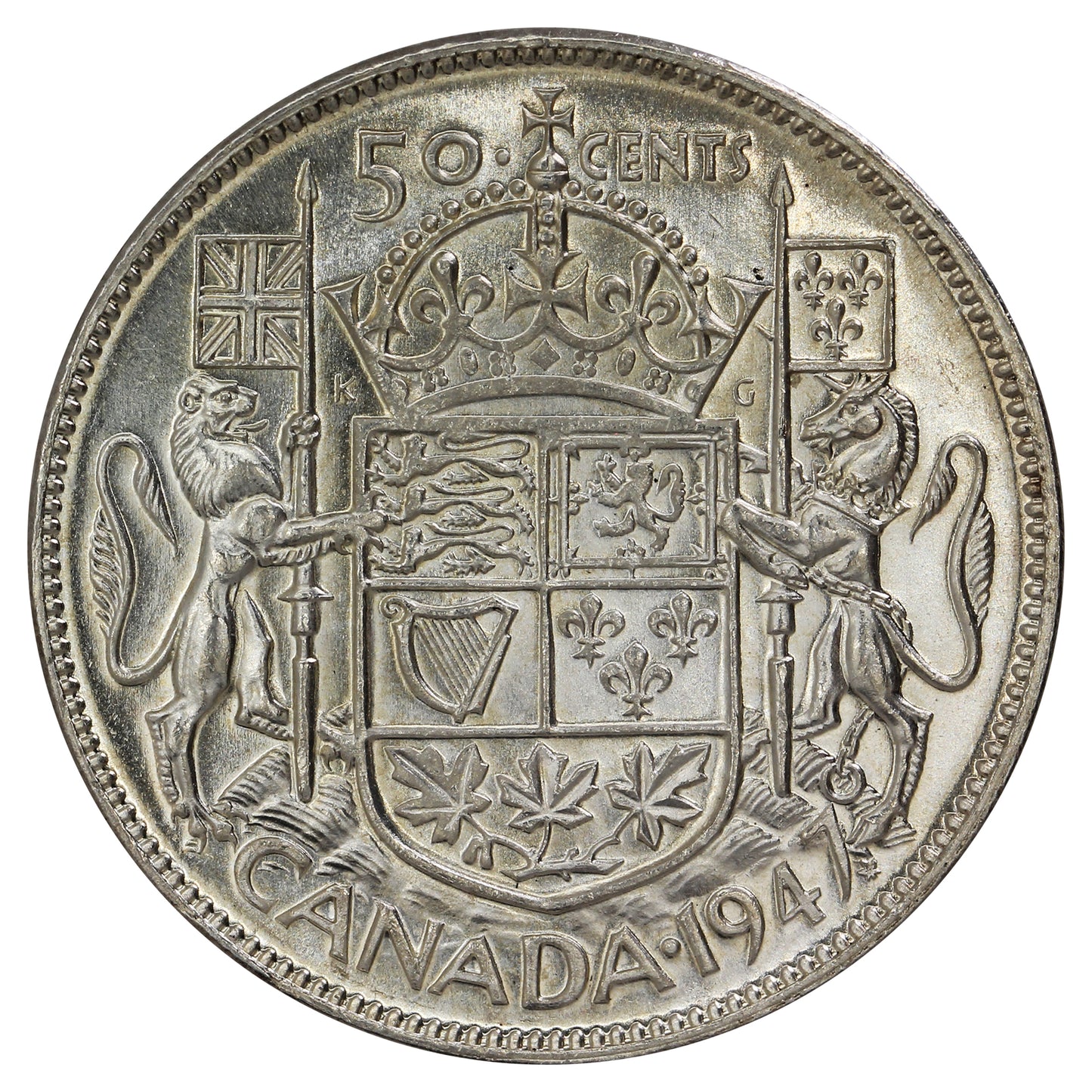 1947 Maple Leaf Canada 50-cents Uncirculated (MS60) $