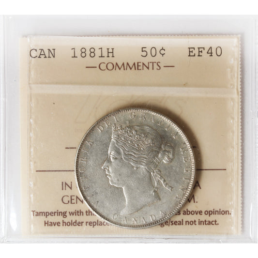 1881H Canada 50-cents ICCS Certified EF40