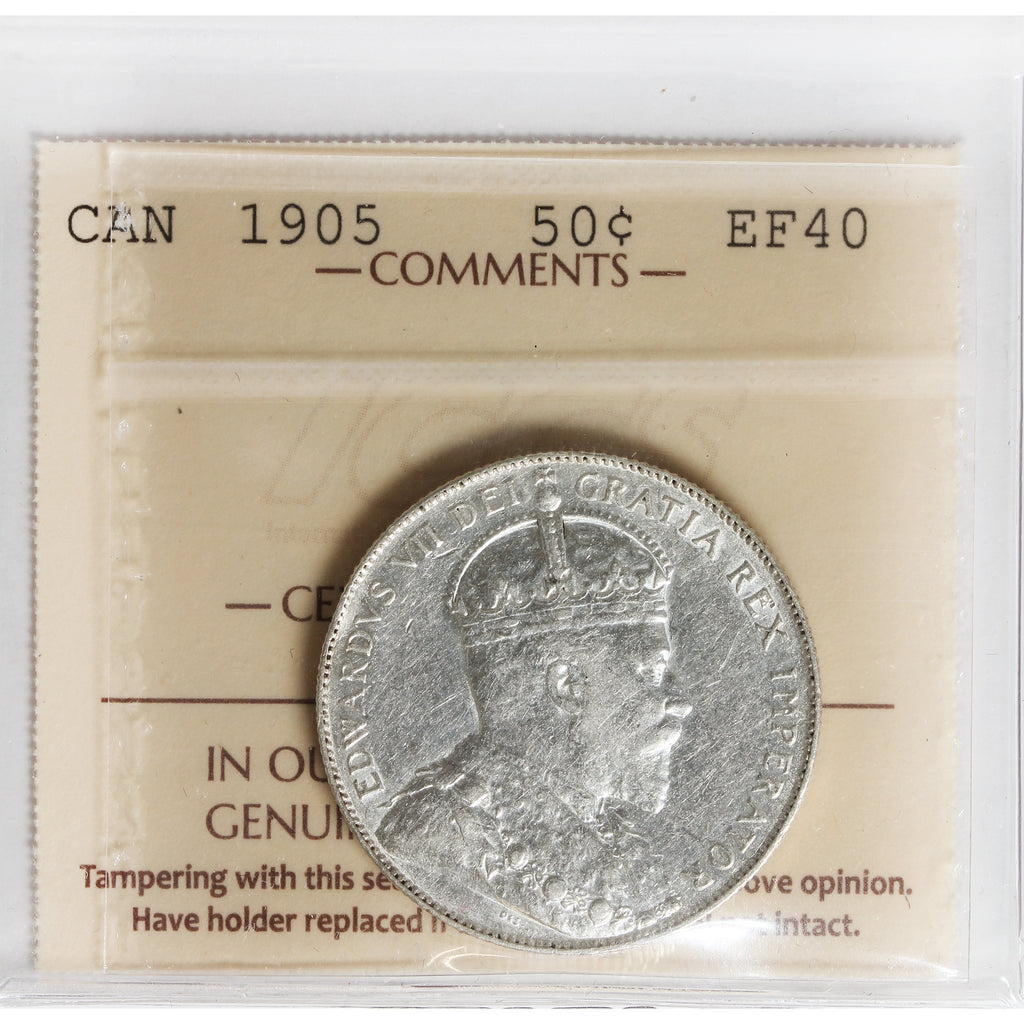 1905 Canada 50-cents ICCS Certified EF40