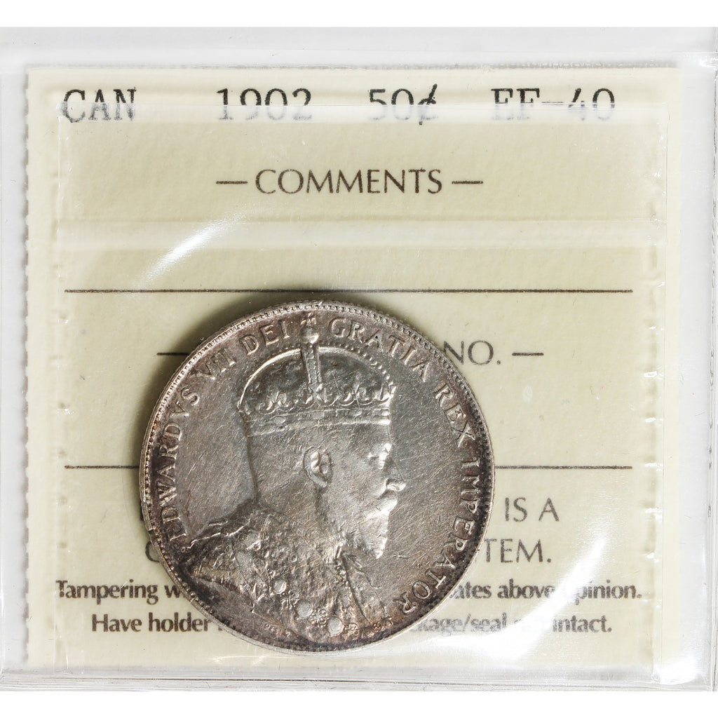 1902 Canada 50-cents ICCS Certified EF40