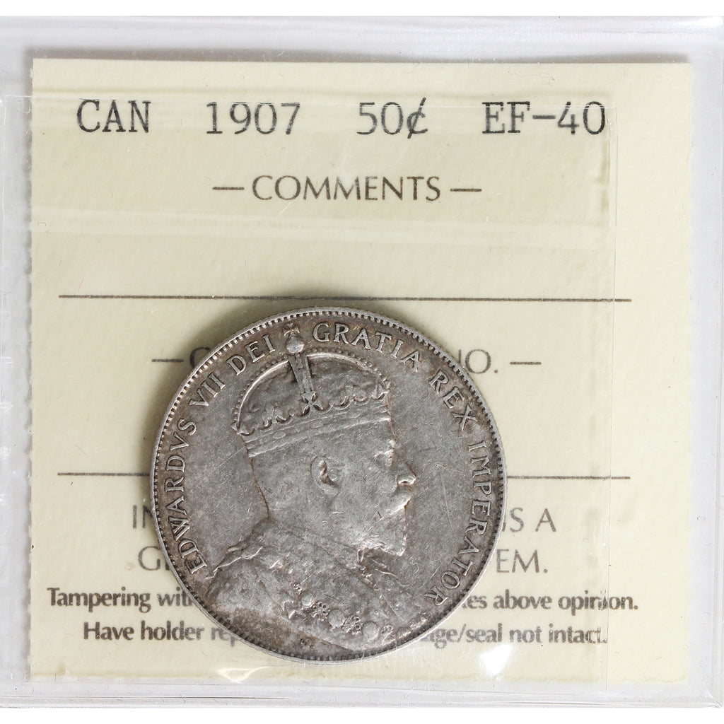 1907 Canada 50-cents ICCS Certified EF40