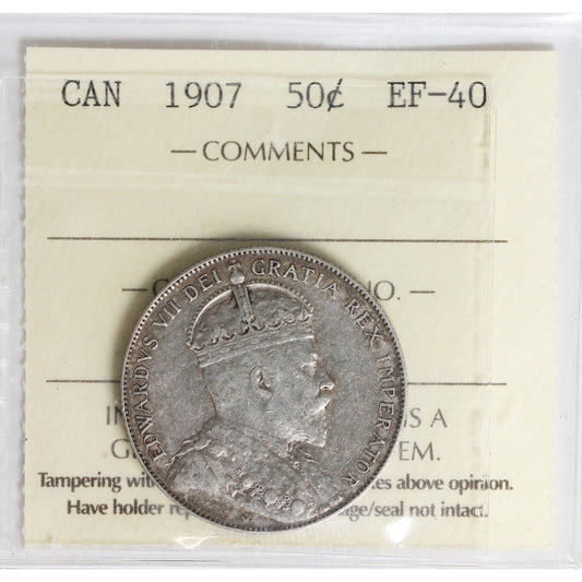 1907 Canada 50-cents ICCS Certified EF40