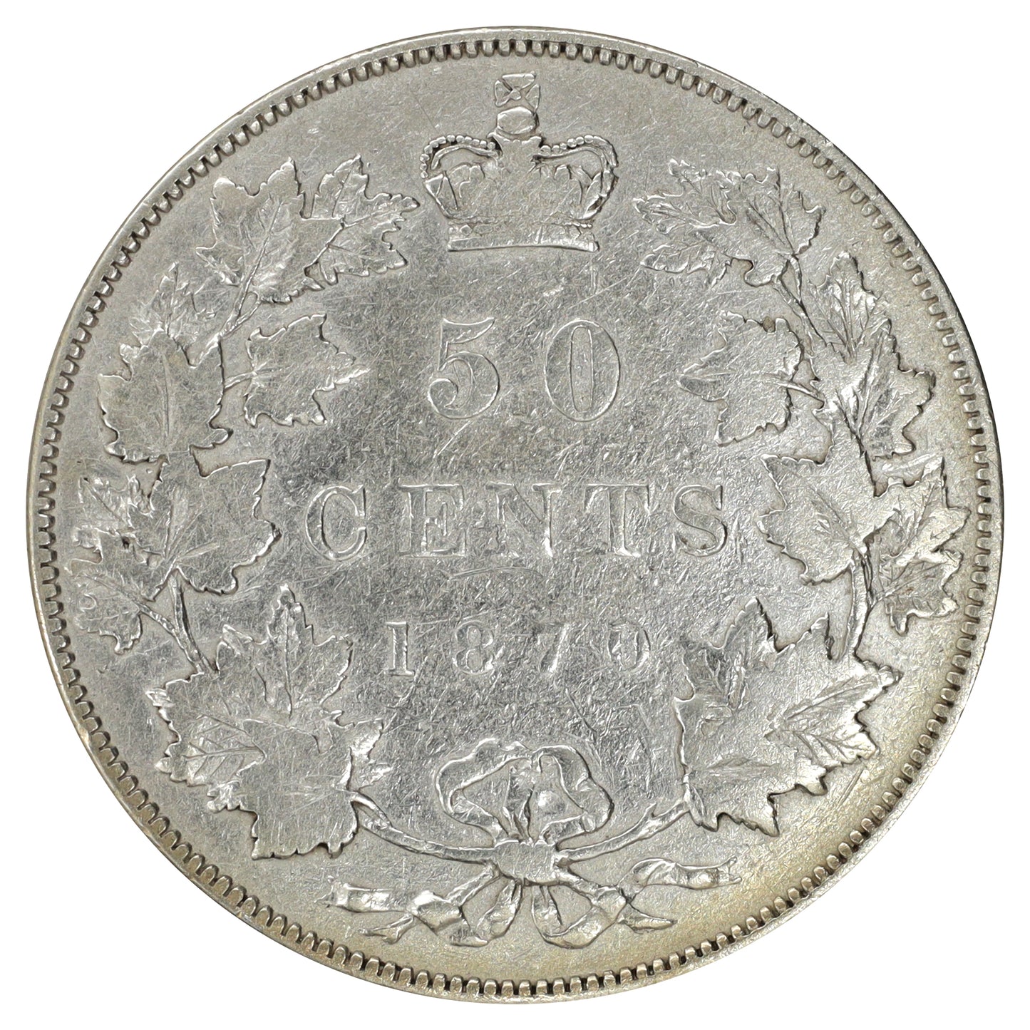 1870 No LCW Canada 50-cents VG-F (VG10) $