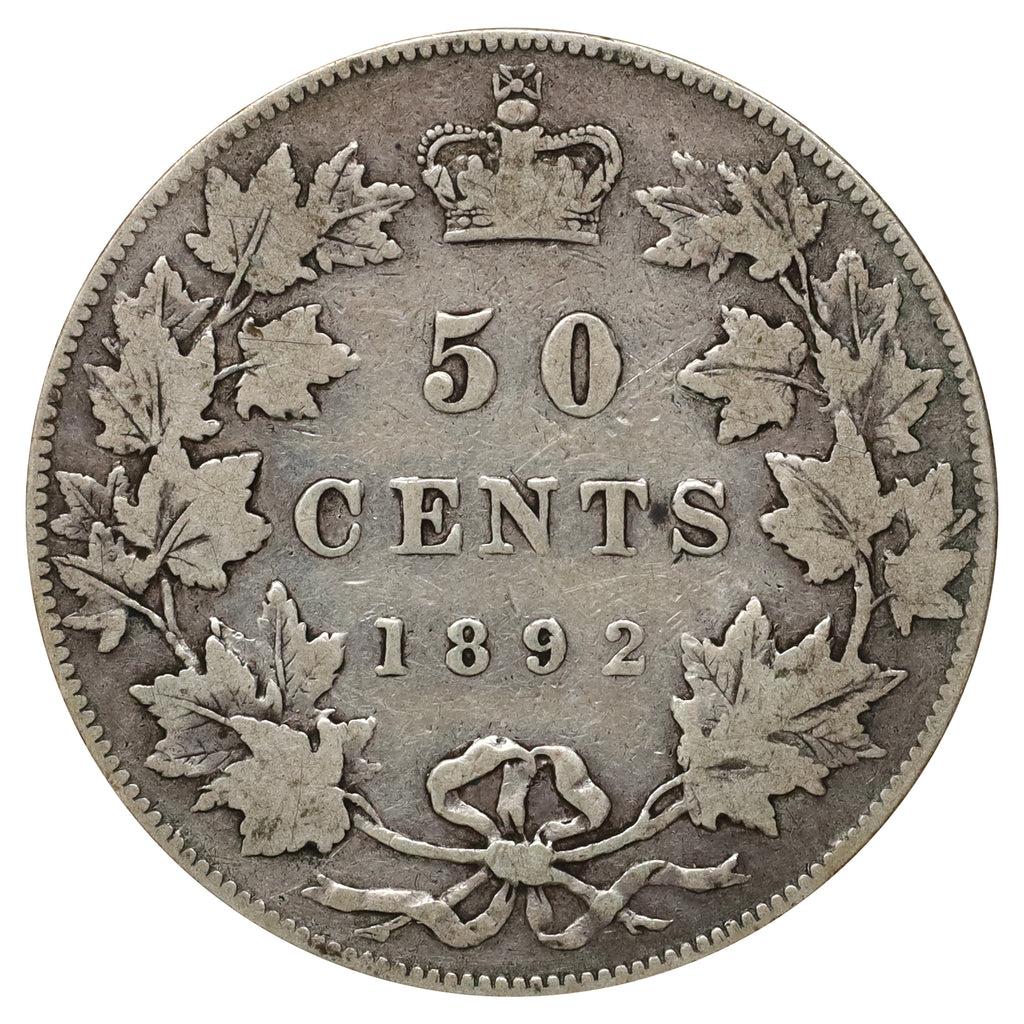 1892 Obv. 4 Canada 50-cents F-VF (F15) $