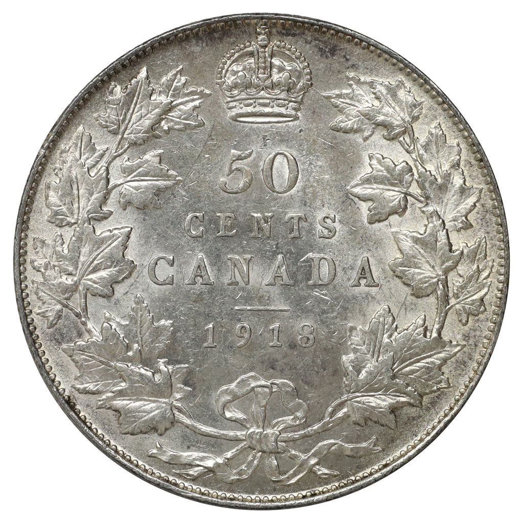 1918 Canada 50-cents Almost Uncircualted (AU50) $