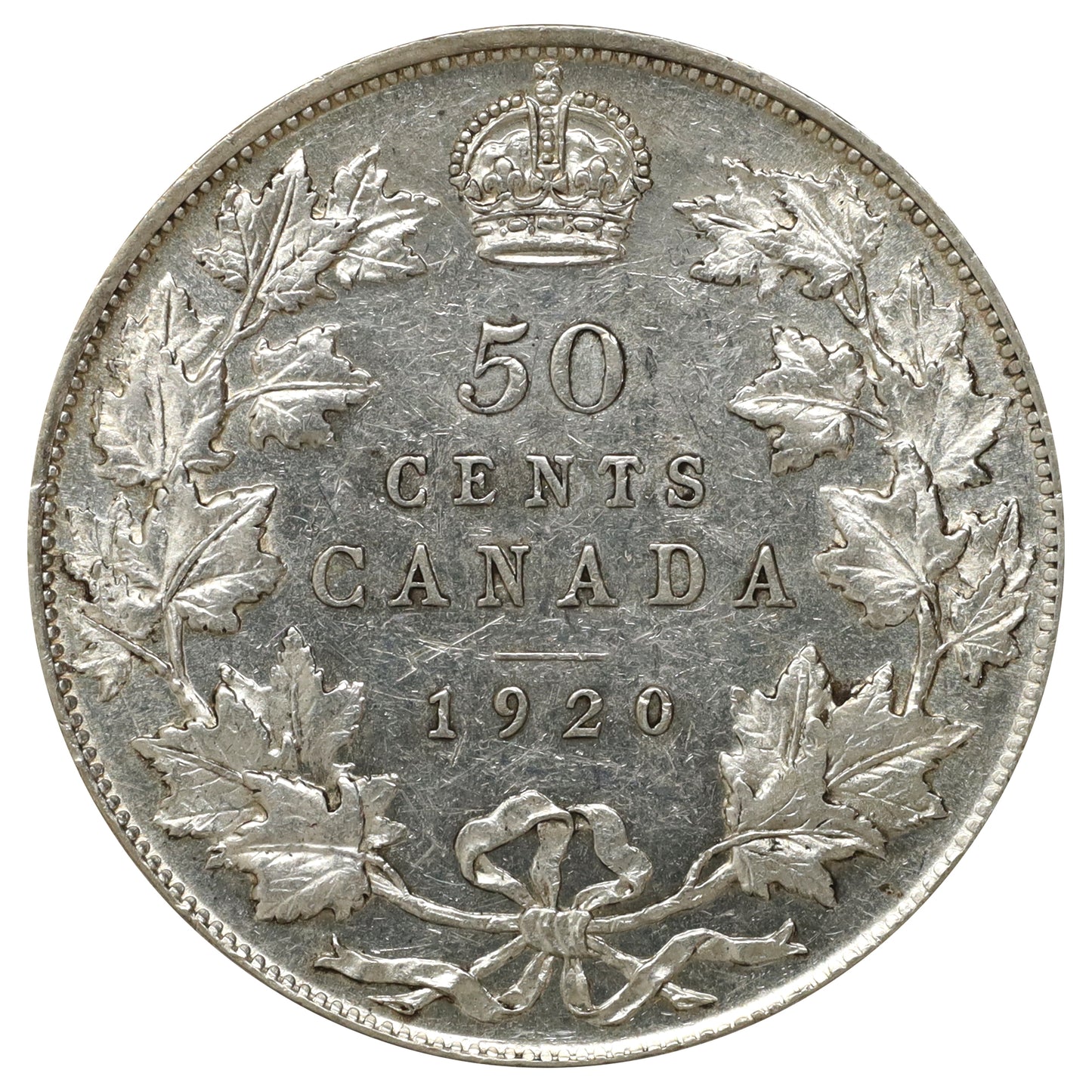 1920 Small 0 Canada 50-cents Almost Uncirculated (AU50) $