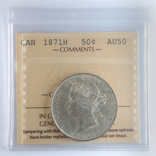 1871H Canada 50-cents ICCS Certified AU50