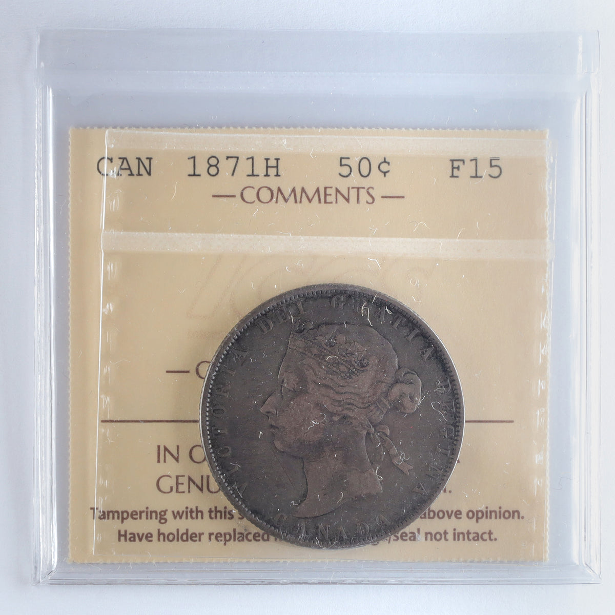 1871H Canada 50-cents ICCS Certified F15