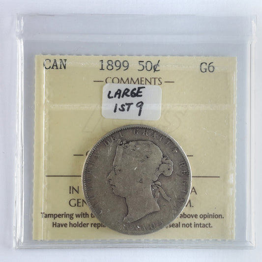 1899 Large First 9 Canada 50-cents ICCS Certified G6