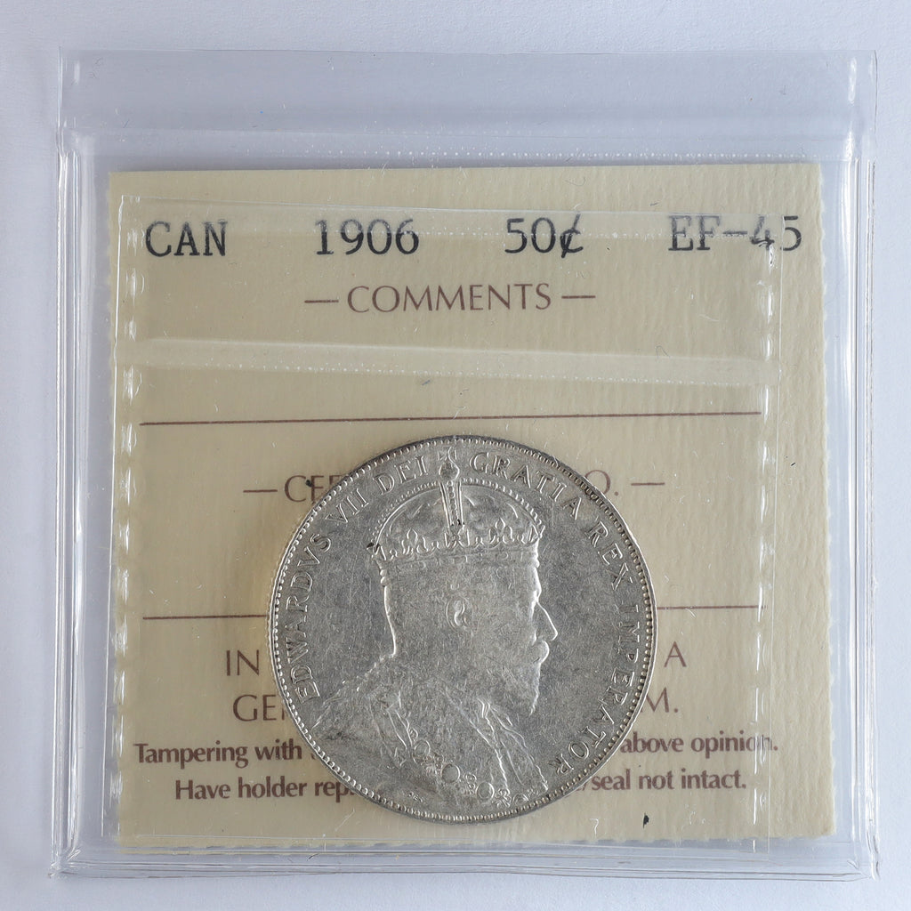 1906 Canada 50-cents ICCS Certified EF45