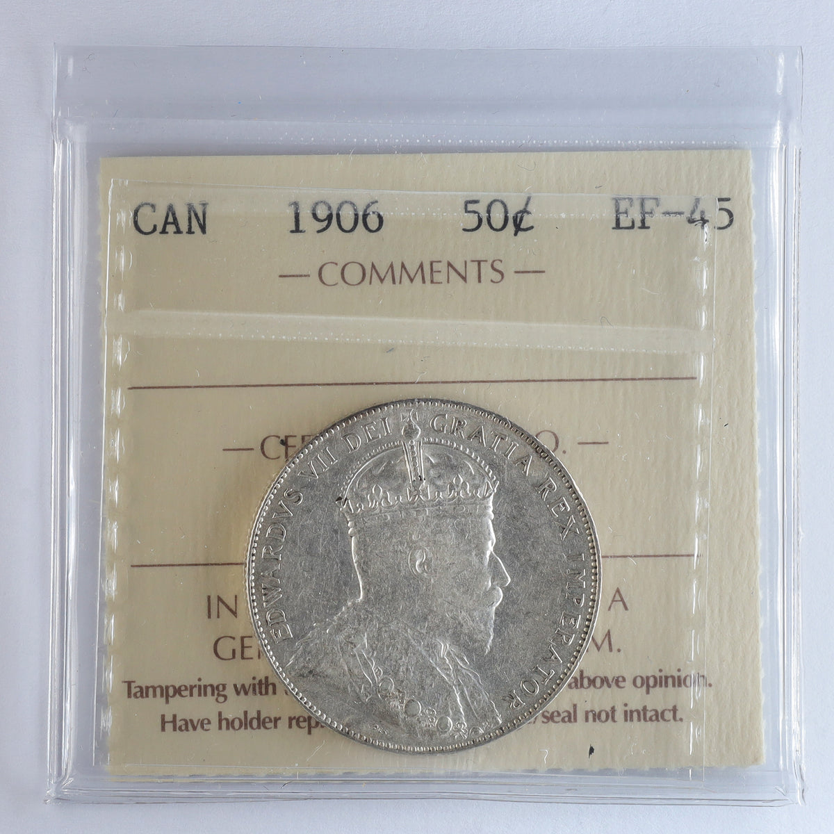 1906 Canada 50-cents ICCS Certified EF45