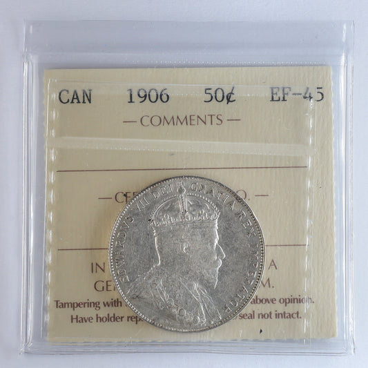 1906 Canada 50-cents ICCS Certified EF45