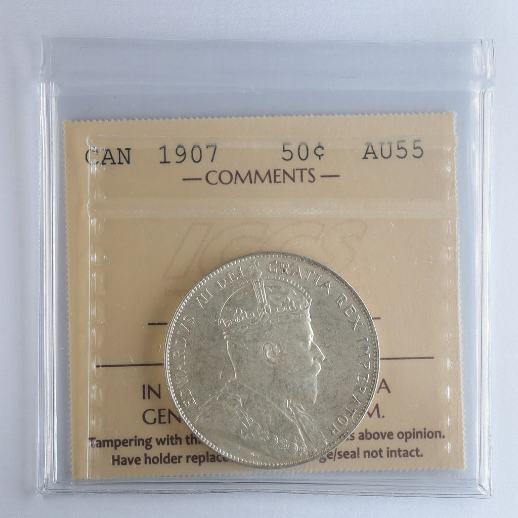 1907 Canada 50-cents ICCS Certified AU55