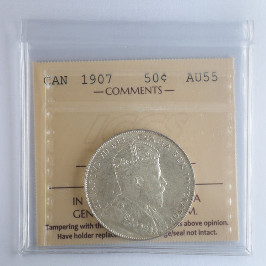 1907 Canada 50-cents ICCS Certified AU55