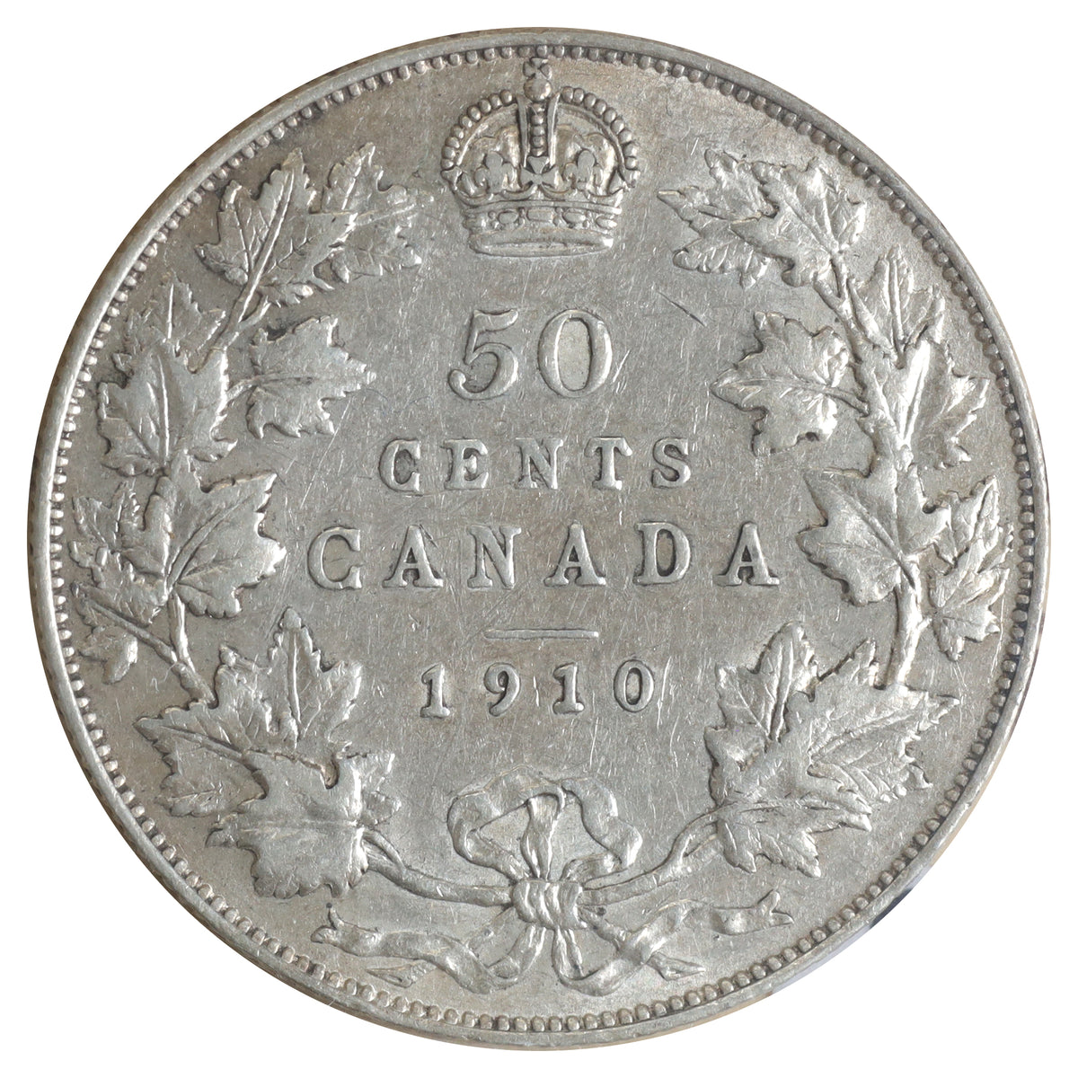 1910 Edwardian Leaves Canada 50-cents ICCS Certified EF40