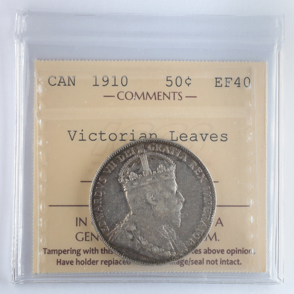 1910 Victorian Leaves Canada 50-cents ICCS Certified EF40