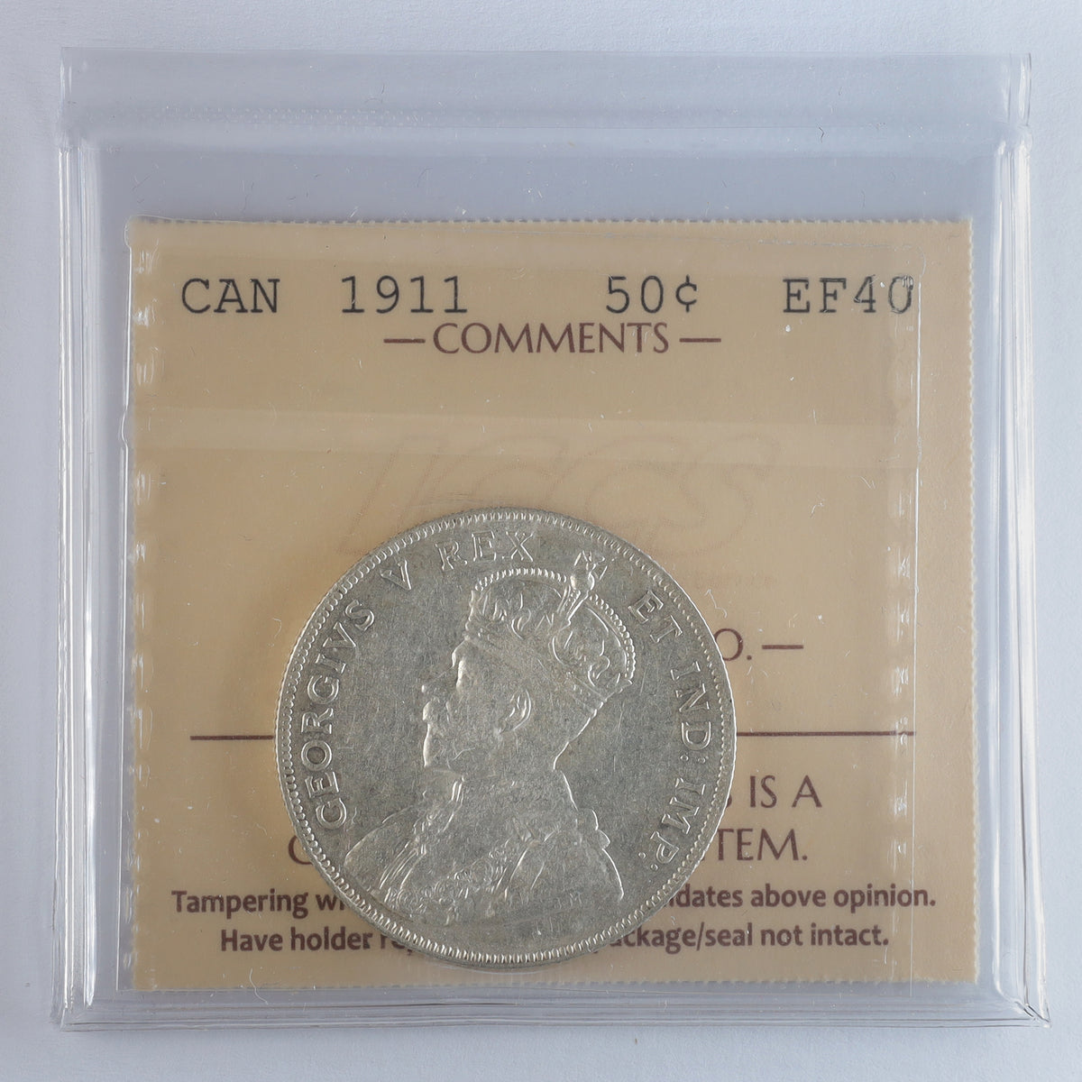 1911 Canada 50-cents ICCS Certified EF40